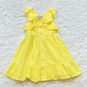 🆕 Nannette girls eyelet ruffle cotton floral sleeveless summer dress yellow 5